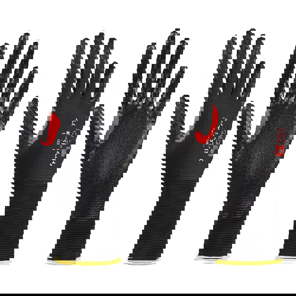 Cut, Puncture & Abrasive-Resistant Gloves: Size XL, ANSI Cut A1, ANSI Puncture 1, Nitrile, Nylon Blend