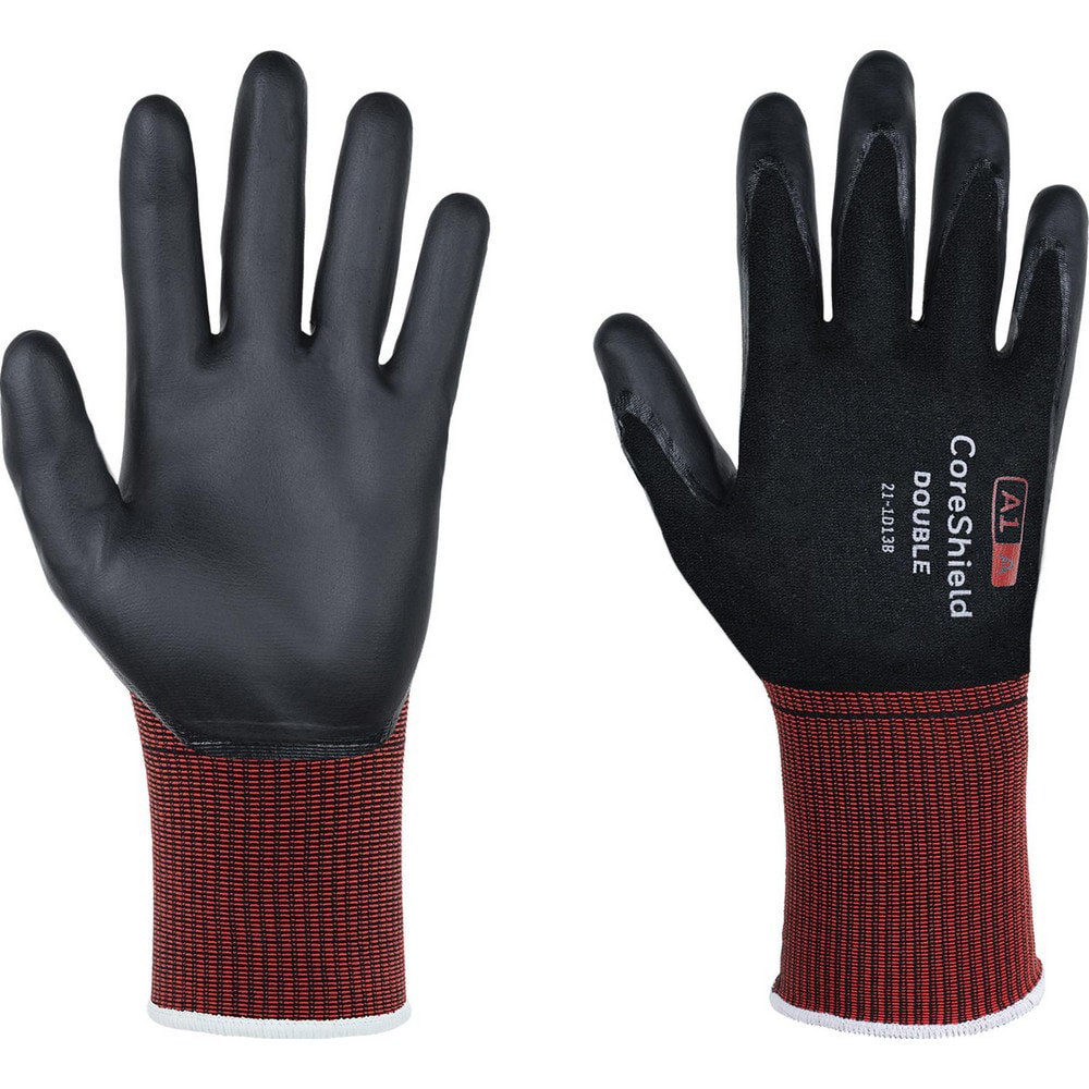 Cut, Puncture & Abrasion-Resistant Gloves: CoreShield Double 21-1D13B, Size Medium, ANSI Cut A1, ANSI Puncture 2, Microfoam Nitrile, Engineered Yarn