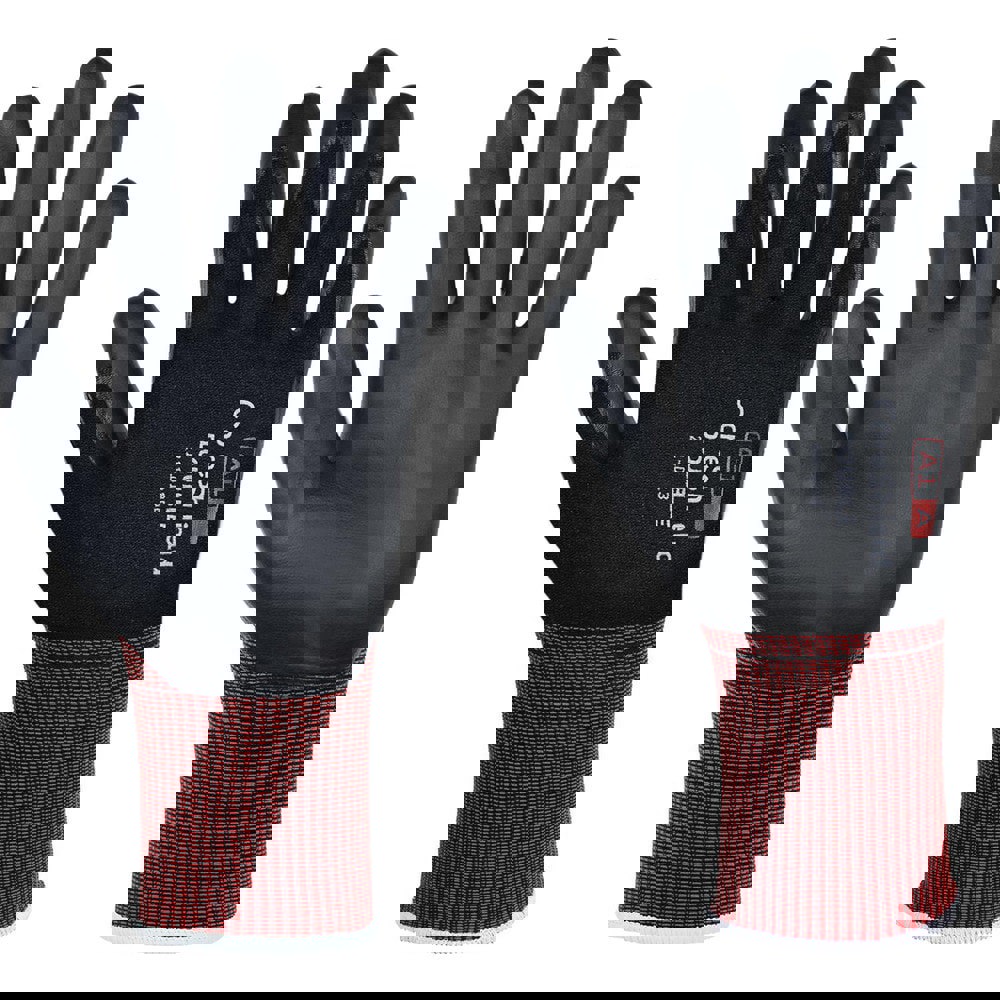 Cut & Puncture Resistant Gloves; Style: Knit ; Coating Material: Microfoam Nitrile ; Coating Coverage: Palm & Fingertips ; Glove Type: Cut, Puncture & Abrasion-Resistant ; ANSI/ISEA Cut Resistance Level: A1 ; Primary Material: Engineered Yarn