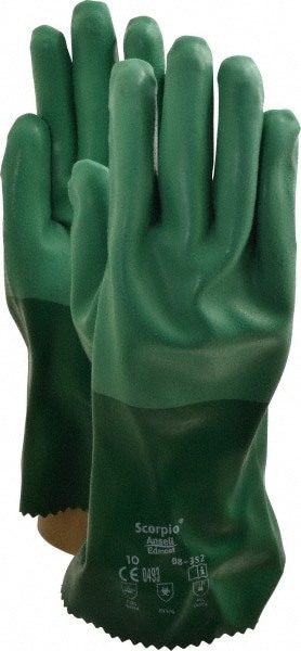 Series 08-352 Chemical Resistant Gloves: Size X-Large, 55.00 Thick, Neoprene, Neoprene, Supported,