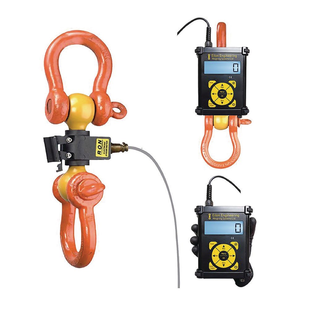 Crane Scales & Hanging Scales; Type: Shackle Type Wired Dynamometer ; Capacity (Lb.): 500000.00 ; Capacity (kg): 226796.1850 ; Display Type: 6 Digit LCD ; Scale Type: Dynamometer ; Material: Polyurethane-Coated Alloy Steel; Aluminum Indicator; ABS Housing