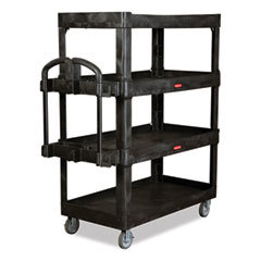 4-Shelf Heavy-Duty Ergo Utility Cart, 700 lb Capacity, Black