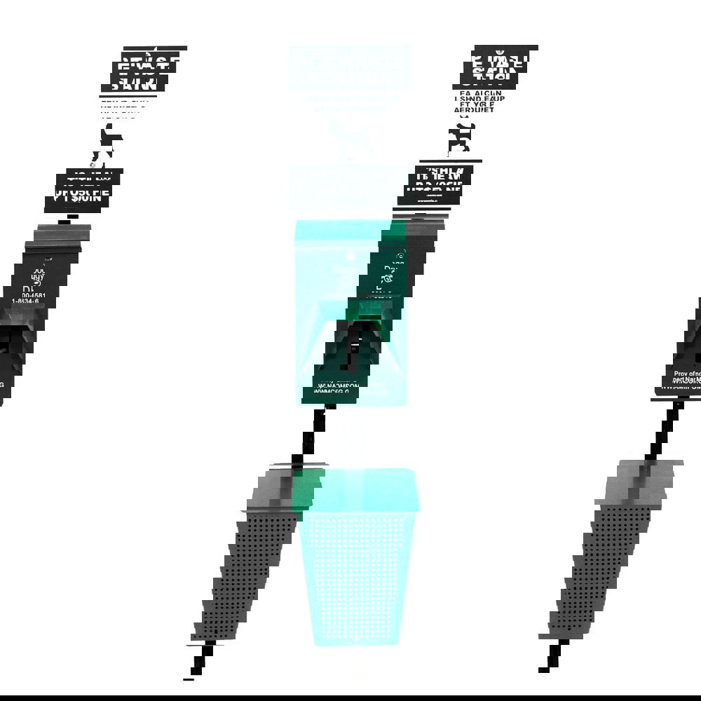 Pet Waste Stations; Container Shape: Rectangle ; Overall Height Range (Feet): 4' - 8' ; Waste Container Width/Diameter (Inch): 10 ; Waste Container Capacity: 400 Bags