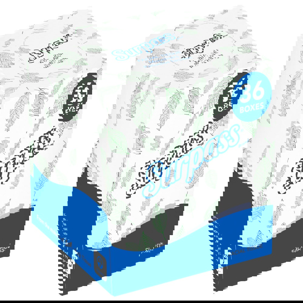 Case of (36) 110-Sheet Decorative Boxes of White Facial Tissues