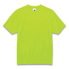 Work Shirt: High-Visibility, T-Shirt, Medium, Polyester, Lime, 1 Pocket