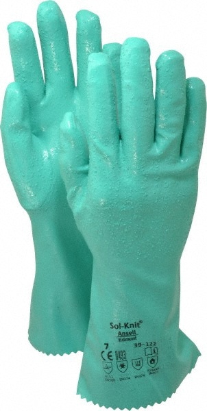 Series 39-122 Chemical Resistant Gloves: Size Small, 47.00 Thick, Nitrile, Nitrile, Supported,