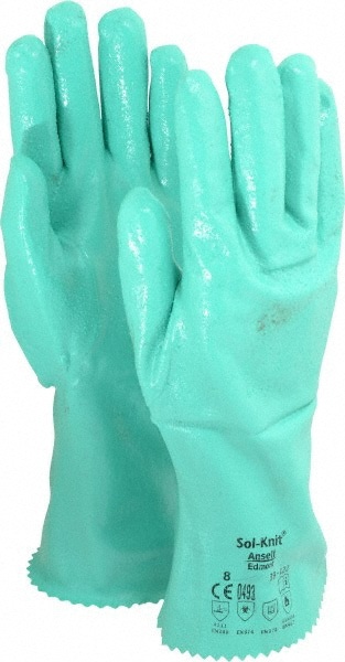 Series 39-122 Chemical Resistant Gloves: Size Medium, 47.00 Thick, Nitrile, Nitrile, Supported,