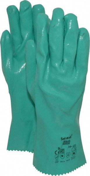Series 39-122 Chemical Resistant Gloves: Size Large, 47.00 Thick, Nitrile, Nitrile, Supported,