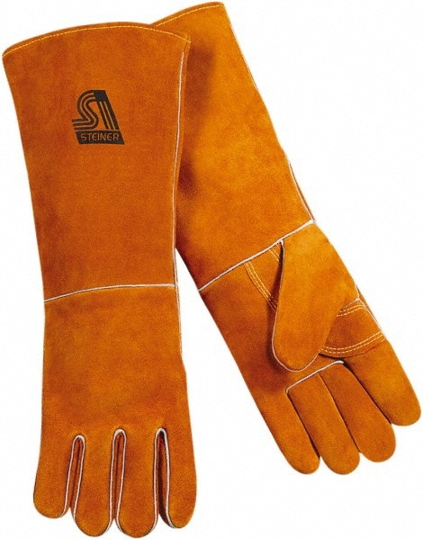 Welding Gloves: Size Large, Cowhide Leather, Stick Welding Application