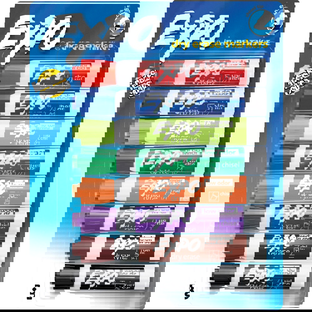 Dry Erase Markers & Accessories; Color: Assorted; Blue, Red, Green, Orange, Brown, Purple, Pink, and Black ; Tip Type: Chisel ; Marker Cap: Capped ; Includes: 8 Dry Erase Markers in Assorted Colors: Black, Red, Blue, Green, Orange, Brown, Purple, and Pink