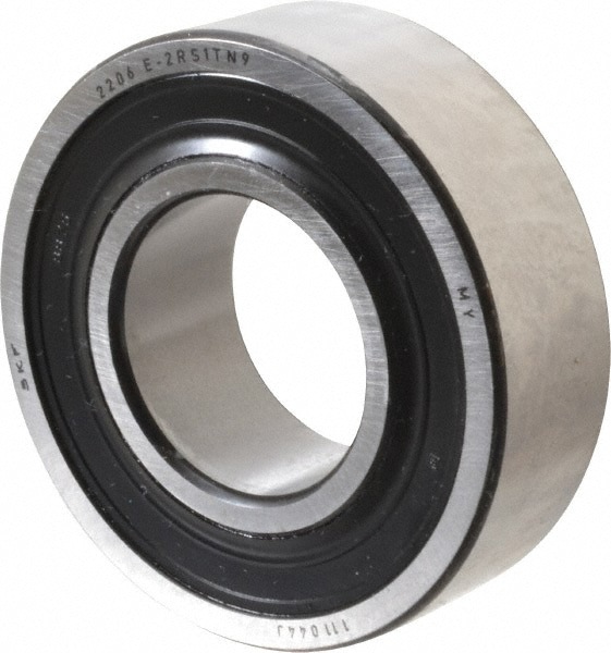 Self-Aligning Ball Bearing: 30 mm Bore Dia, 62 mm OD, 20 mm OAW, Double Seal