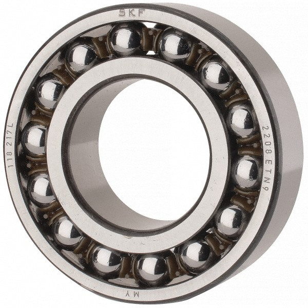 Self-Aligning Ball Bearing: 40 mm Bore Dia, 80 mm OD, 23 mm OAW, Open