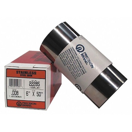 Metal Shim Stock; Thickness (Decimal Inch): 0.0070 ; Length (Inch): 50 ; Width (Inch): 12 ; Material Grade: 302 ; Material: Stainless Steel ; Magnetic Properties: Mildly Magnetic