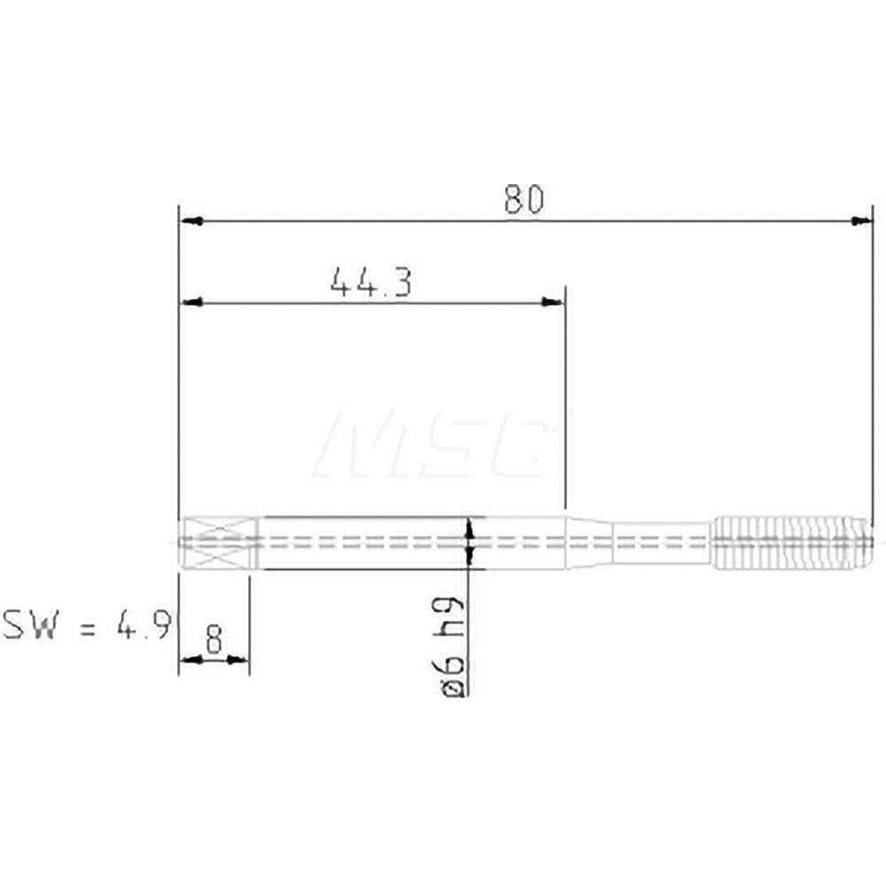 Thread Forming Tap: M6x1.00 Metric Coarse, 6HX Class of Fit, Modified Bottoming, Carbide Tipped, Bright Finish