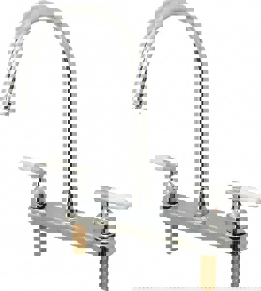 Kitchen & Bar Faucets; Type: Kitchen ; Style: With Spray ; Mount: Deck Plate ; Design: Two Handle ; Handle Type: Lever ; Spout Type: High Arc