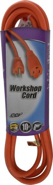 10', 16/3 Gauge/Conductors, Orange Indoor & Outdoor Extension Cord
