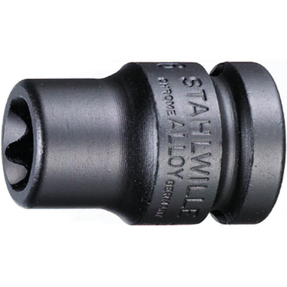 Impact Sockets; Socket Size (mm): 12.00 ; Torx Size: E12 ; Number Of Points: 6 ; Drive Style: Square ; Material: Alloy Steel ; Finish: Gunmetal