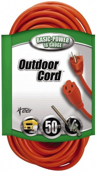 50', 16/3 Gauge/Conductors, Orange Indoor & Outdoor Extension Cord