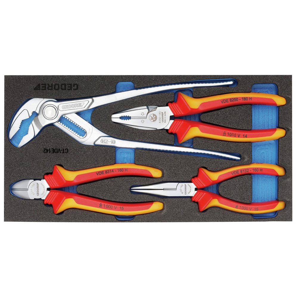 Plier Sets; Plier Type Included: Universal; Power Combination; Flat Nose; Side Cutter ; Set Type: Plier Set ; Container Type: Foam Module ; Overall Length: 157.5 mm