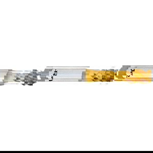 Spiral Flute Tap: 7/8-14, UNF, 4 Flute, Modified Bottoming Chamfer, 2B Class of Fit, Vanadium High-Speed Steel, TiN Finish