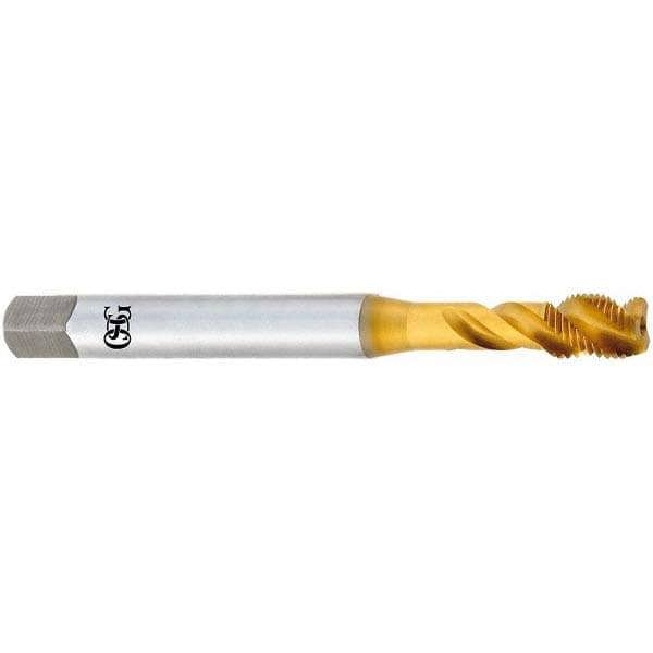 Spiral Flute Tap: M18x1.50 Metric Fine, 4 Flutes, Modified Bottoming, 6H Class of Fit, Vanadium High Speed Steel, TIN Coated