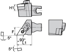 Modular Turning & Profiling Head: Size KM25, 30 mm Head Length, External, Left Hand