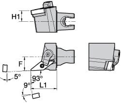 Modular Turning & Profiling Head: Size KM25, 30 mm Head Length, External, Left Hand
