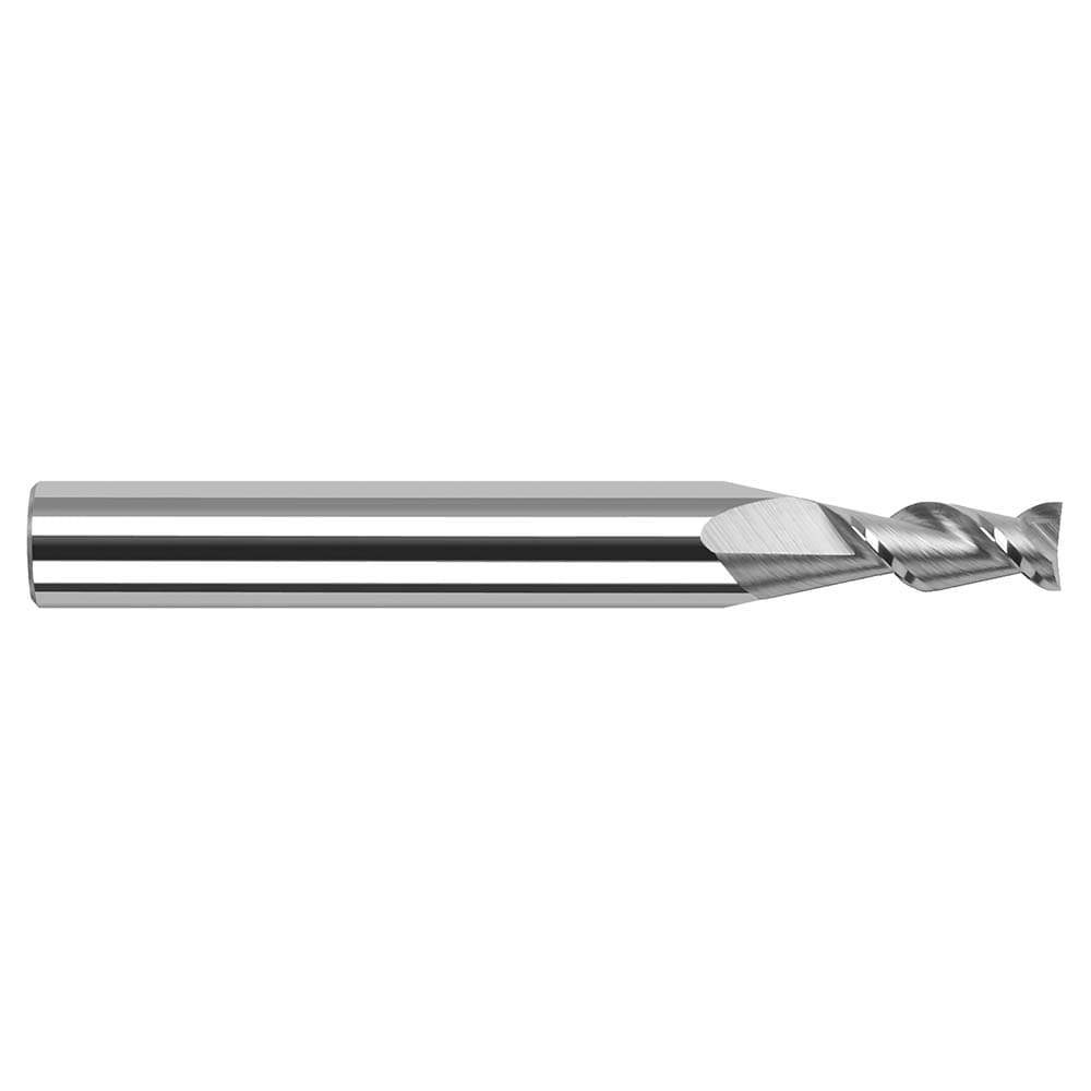 Square End Mill: 1/4'' Dia, 3/4'' LOC, 1/4'' Shank Dia, 2-1/2'' OAL, 2 Flutes, Solid Carbide