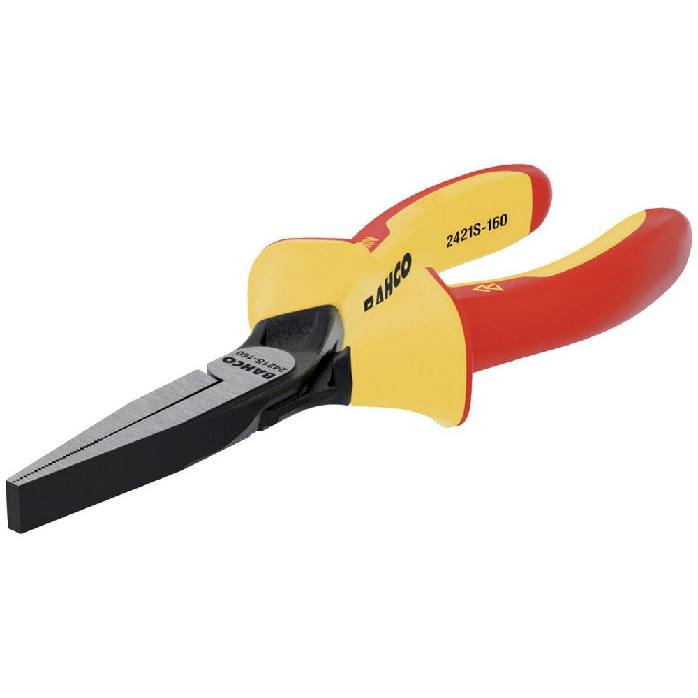Long Nose Pliers; Pliers Type: 1000V Insulated Flat Nose Pliers ; Jaw Texture: Serrated ; Jaw Length (Inch): 1-15/32 ; Jaw Width (Inch): 19/32 ; Jaw Bend: 0 ; Handle Type: Comfort Grip; Insulated