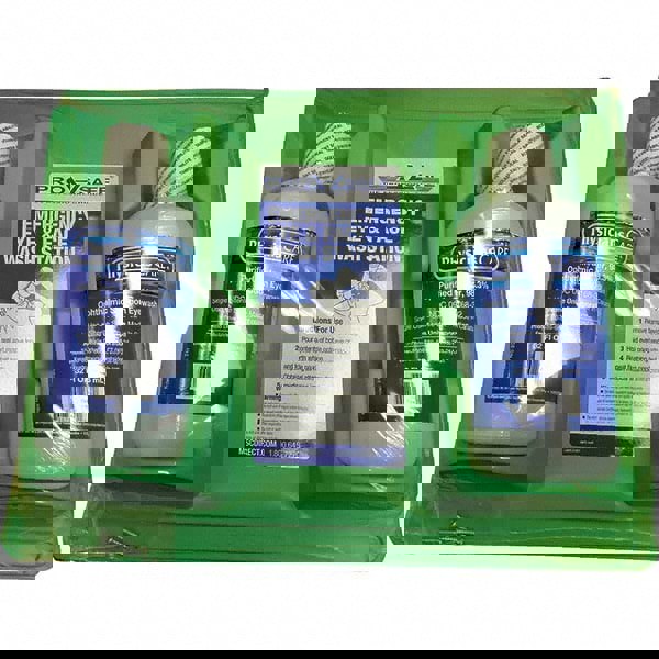 Pack of (2), 32 oz Bottles, Disposable Eyewash Double Station