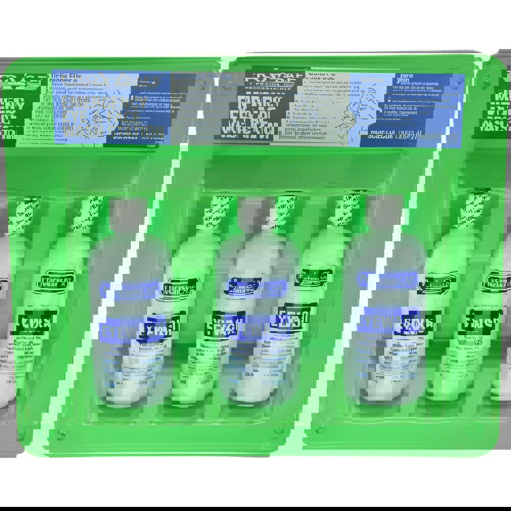 Pack of (3), 8 oz Bottles, Disposable Eyewash Triple Station