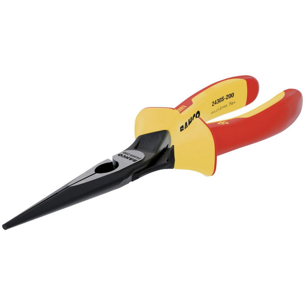 Long Nose Pliers; Pliers Type: 1000V Insulated Long Nose Pliers ; Jaw Texture: Serrated ; Jaw Length (Inch): 1-59/64 ; Jaw Width (Inch): 5/8 ; Jaw Bend: 0 ; Handle Type: Comfort Grip; Insulated