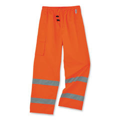 Rain Pants: Polyester, Drawcord Closure, Orange, 2X-Large