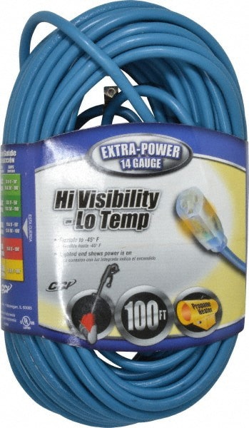 100', 14/3 Gauge/Conductors, Blue Outdoor Extension Cord