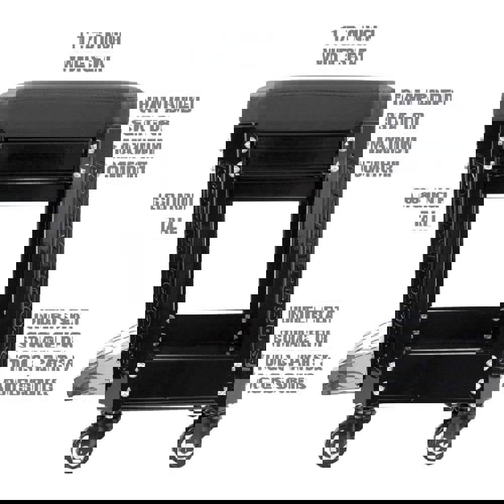 Creepers & Seats; Load Capacity: 280 ; Material: Vinyl Foam; Steel ; Color: Black ; Overall Length: 11.76 ; Overall Height: 16.68in ; Overall Width: 12