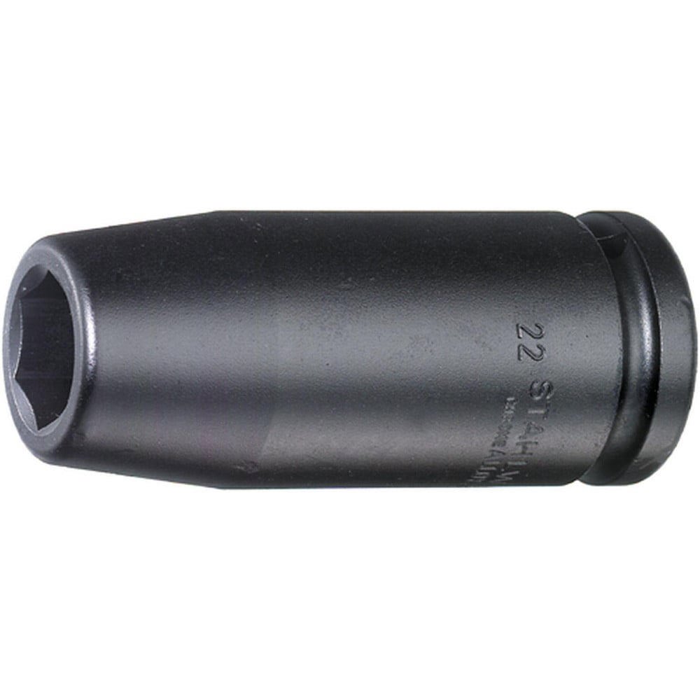 Impact Sockets; Socket Size (mm): 22.00 ; Number Of Points: 6 ; Drive Style: Square ; Material: Alloy Steel ; Finish: Gunmetal ; Insulated: No