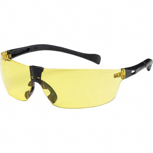 Safety Glass: Scratch-Resistant, Amber Lenses, Frameless, UV Protection
