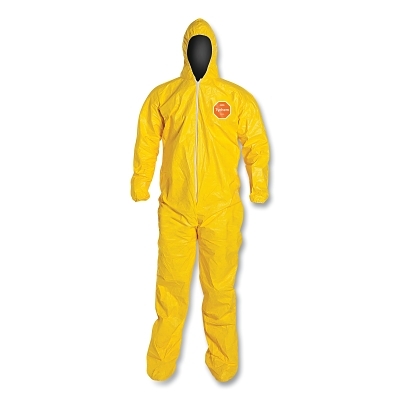 YELLOW TYCHEM QC COVERALL ZIP FRONT ATT SOCKS XL