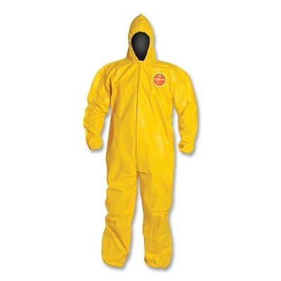 TYCHEM QC COVERALL YELLOW ZIP FT BD HD