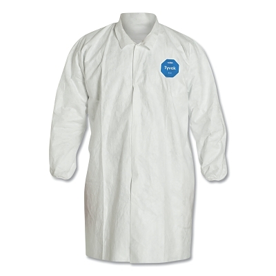 TYVEK LAB COAT SNAP FRONT- ELASTIC WRISTS