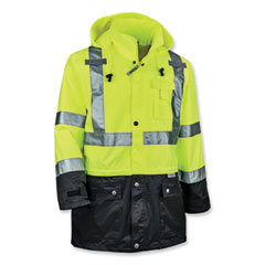 Rain Jacket: Size M, ANSI Type R Class 3, Lime, Polyester