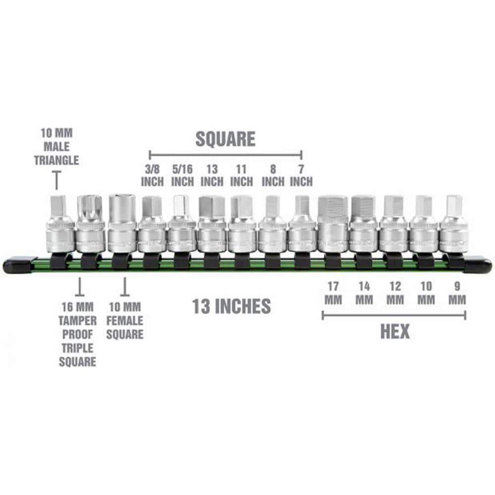 Automotive Hand Tools & Sets; Tool Type: Drain Plug Socket Set ; Color: Chrome ; Material: Chromium-Vanadium Steel ; Fractional Socket Size: 3/8 in ; Drive Size: 0.375in