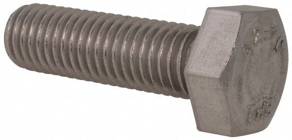 Hex Head Cap Screw: M12x1.75, 40.00 mm Length Under Head, Grade 18-8 & Austenitic Grade A2 Stainless Steel, Bright/Uncoated Finish