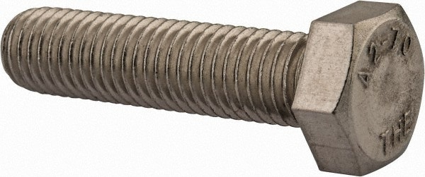 Hex Head Cap Screw: M12x1.75, 50.00 mm Length Under Head, Grade 18-8 & Austenitic Grade A2 Stainless Steel, Bright/Uncoated Finish