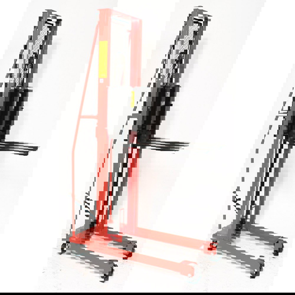 Manually Operated Lifts; Lift Type: Steel Stacker Lift ; Type: Stacker ; Load Capacity: 100lb ; Load Capacity (Lb. - 3 Decimals): 100.000 ; Invertible Forks: No ; Maximum Working Height: 64