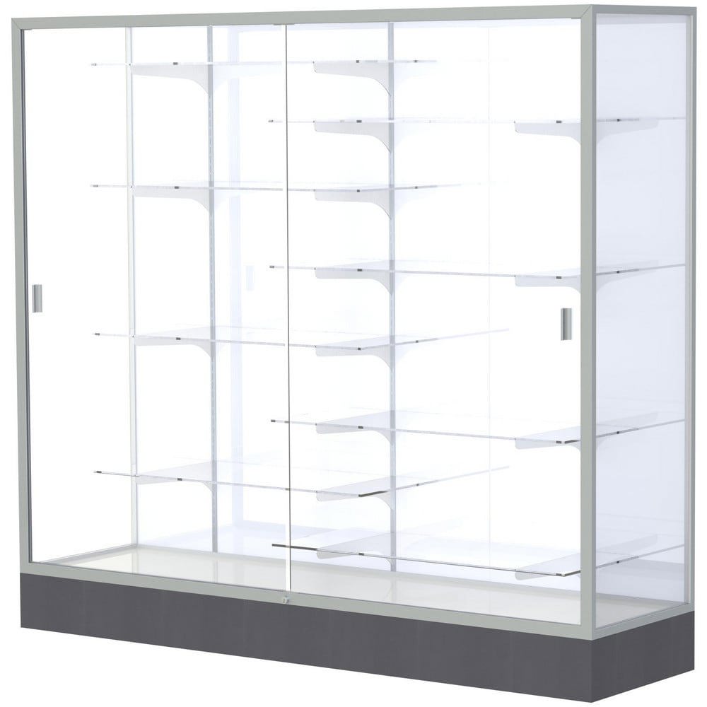 Bookcases; Overall Height: 66in ; Overall Width: 72in ; Overall Depth: 20in ; Material: Laminate ; Color: Gray; White ; Shelf Weight Capacity: 25