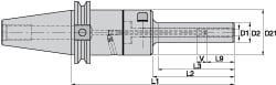 Hydraulic Tool Chuck: BT40, Taper Shank, 20 mm Hole