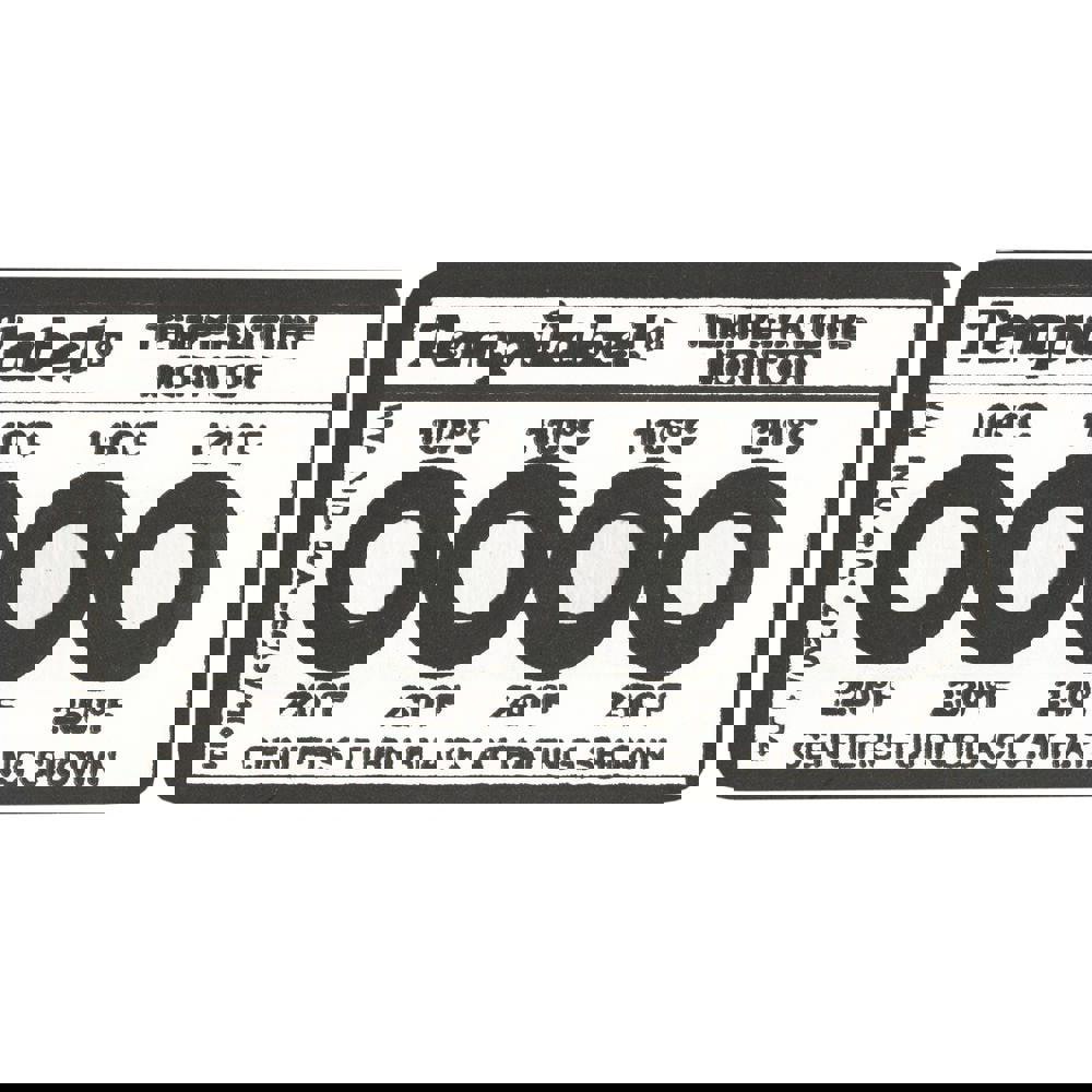 Temperature Indicating Labels; Accuracy: 1% ; Temperature Label (C): 38/43/49/54 ; Application: Metal, Plastic, Glass, Rubber, Wood, Ceramic, Concrete, Stone ; UNSPSC Code: 55121600