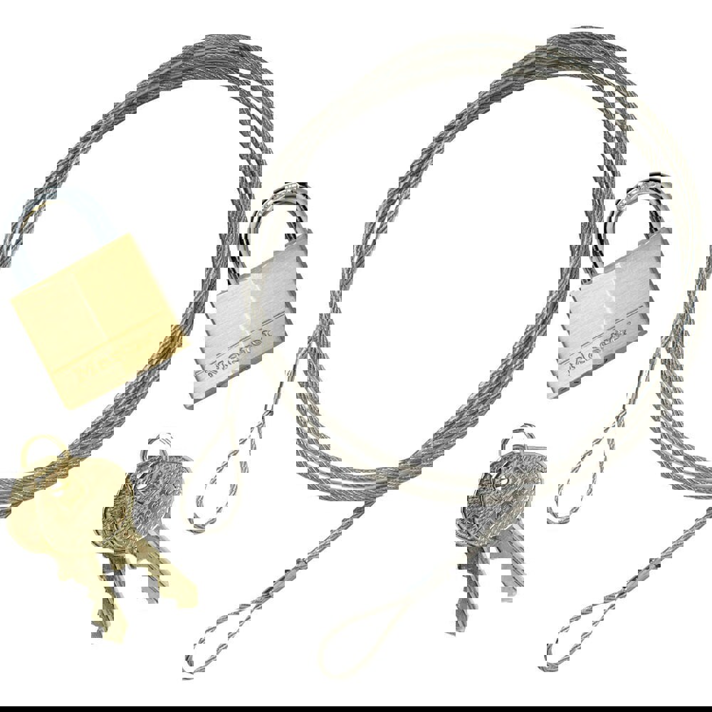 Trash Can Accessories; Color: Silver; Brass ; Material: Brass; Steel ; Length (Inch): 36 ; Type: Anchoring Kit ; Container Size Compatibility: 15L/4G ; Description: Anchoring Cable Kit with Padlock for Smokers's Cease-Fire. Cigarette Butt Receptacle