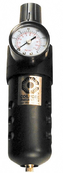 FRL Combination Unit: 1/4 NPT, Compact, 1 Pc Filter/Regulator with Pressure Gauge